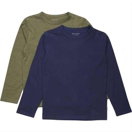 Minymo Dark Olive Bluse Basis 34 2-pakning NOOS