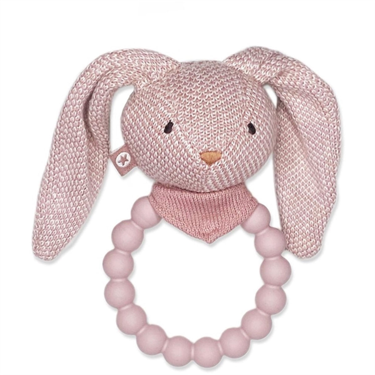 Smallstuff Strikket Rangle med Silikonring Bunny Soft Powder