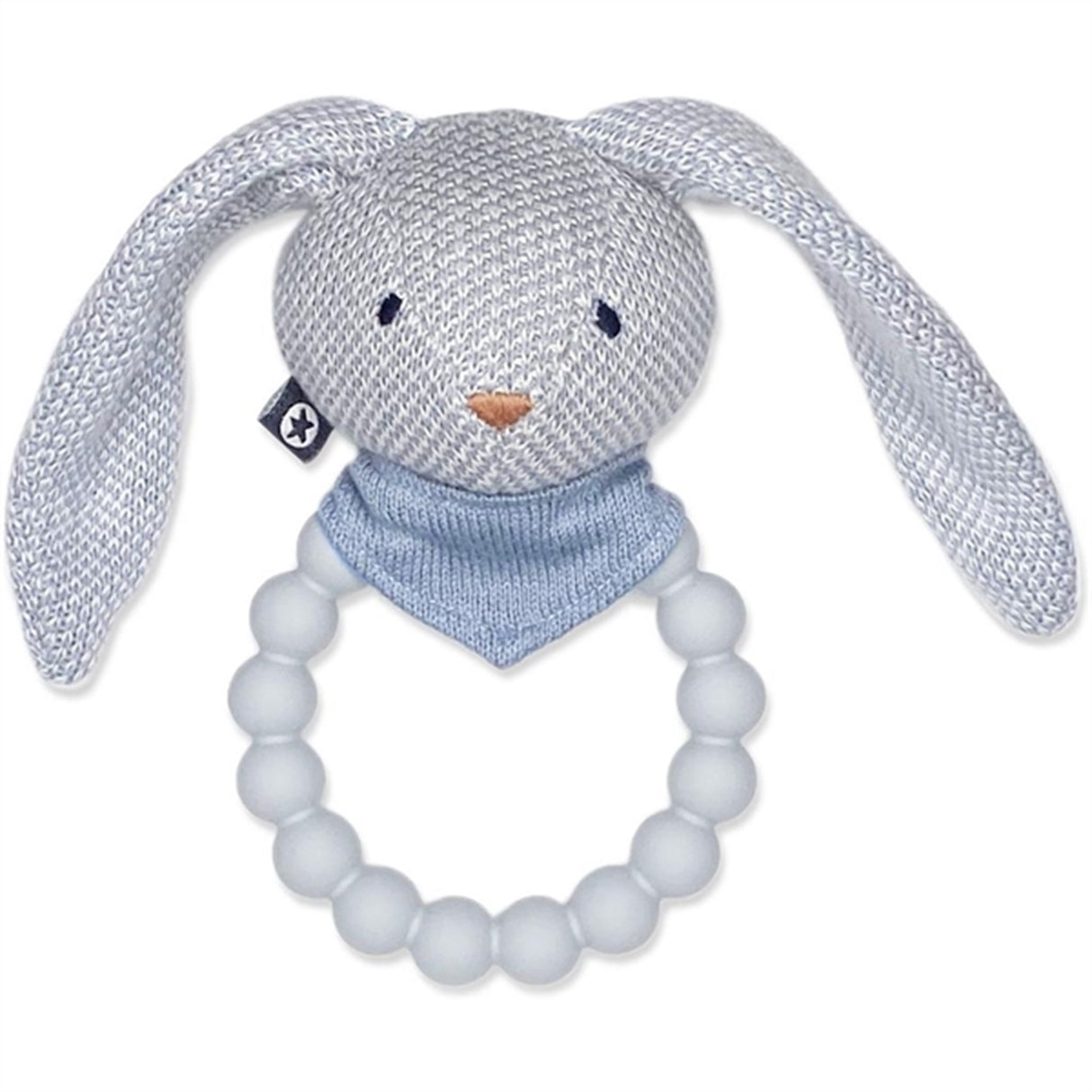 Smallstuff Strikket Rangle med Silikonring Bunny Light Blue