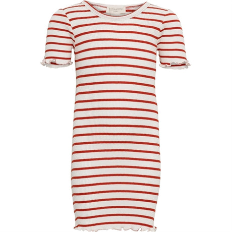 Minimalisma Bird Kjole Poppy Red And Cream Stripes