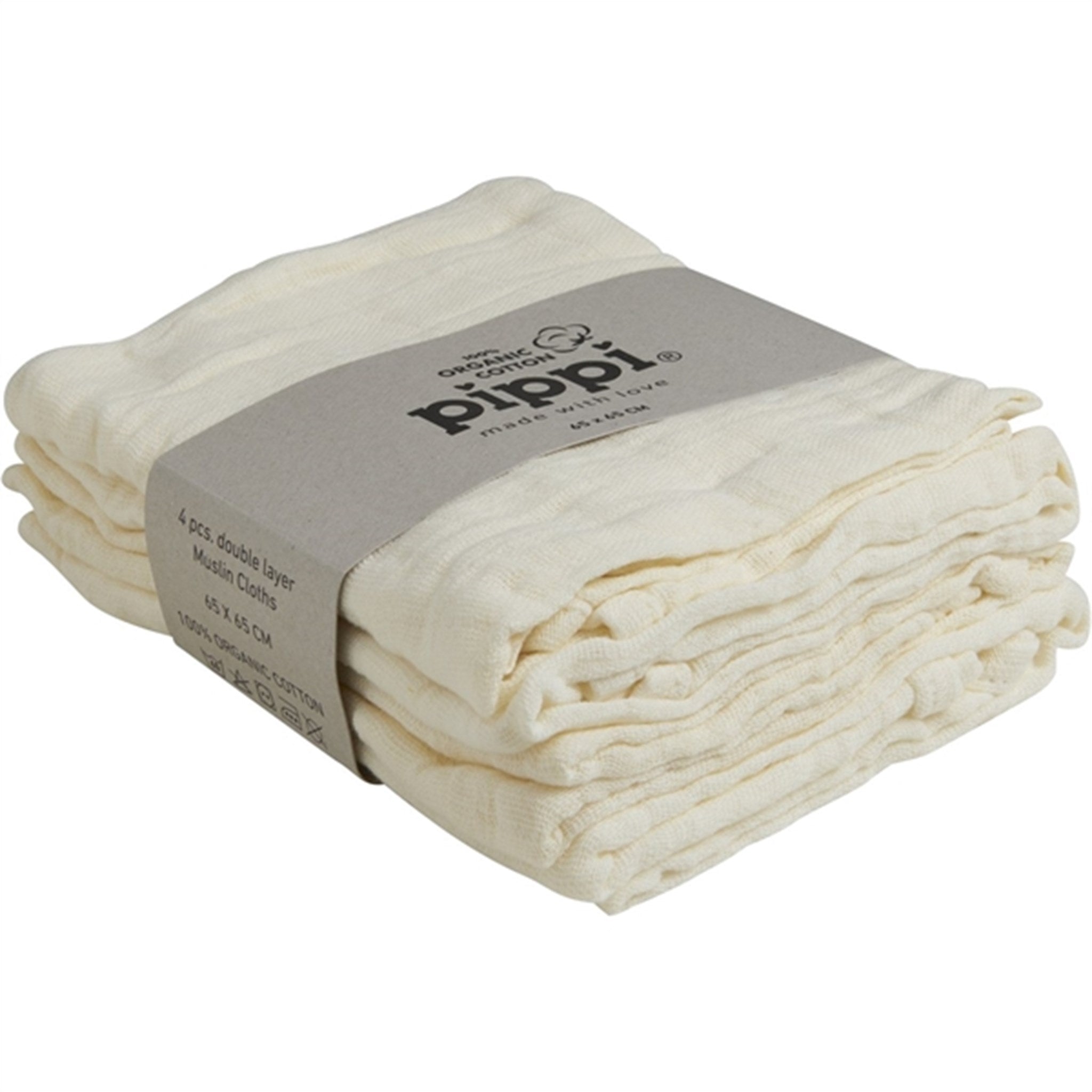 Pippi Økologiske Stoll Bleier 4-pakning Marshmallow White
