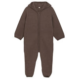 Huttelihut Kjøredress Ører Ull Fleece Dark Brown Melange