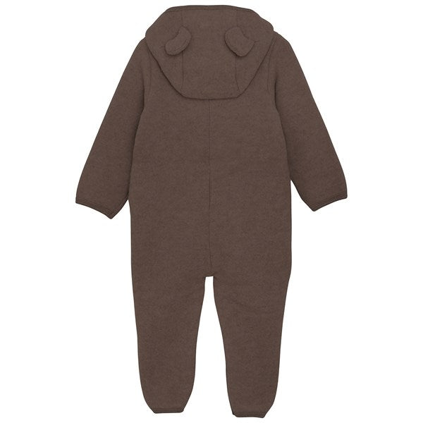 Huttelihut Kjøredress Ører Ull Fleece Dark Brown Melange 3