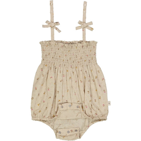 Wheat Fossil Flowers Dot Lucie Romper