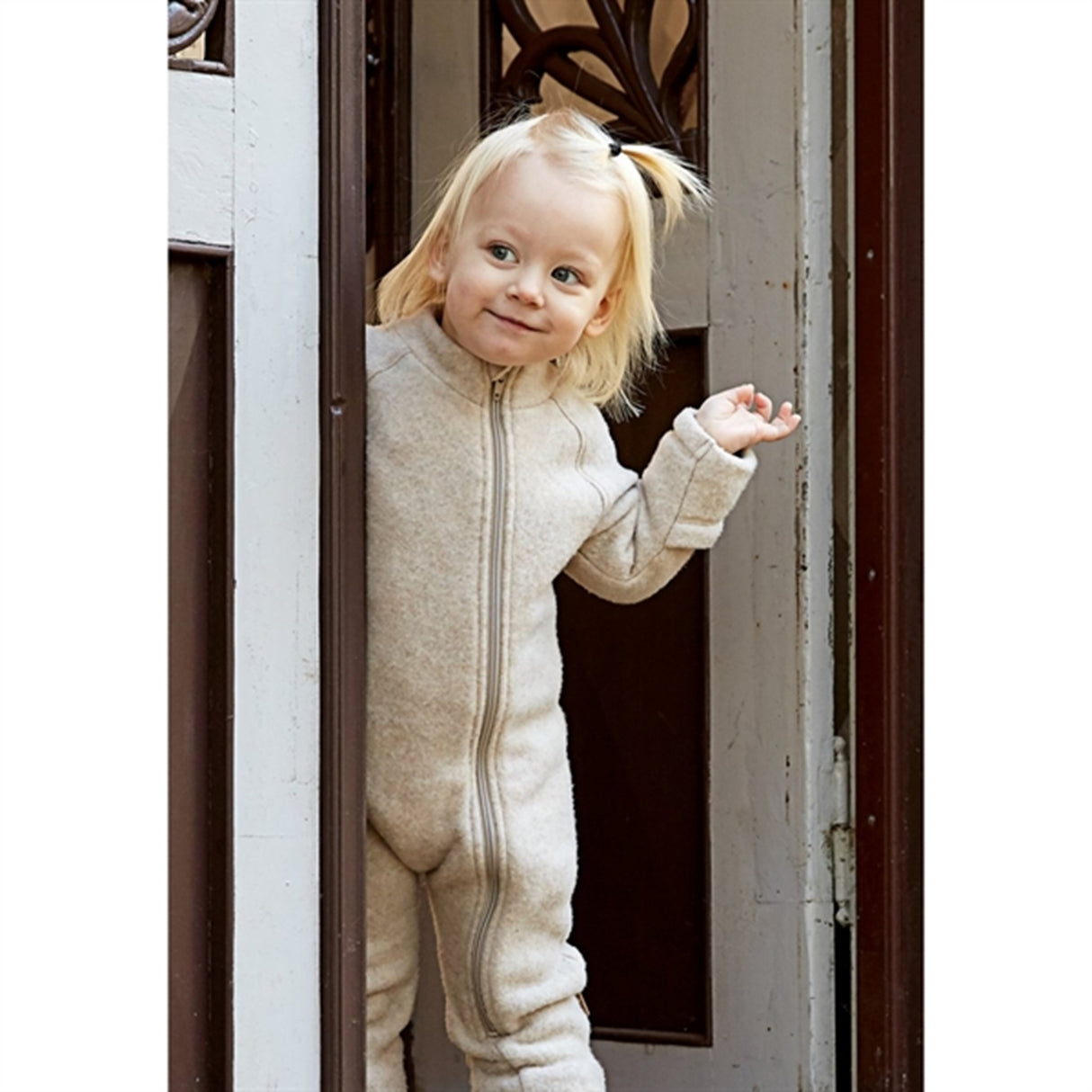 Mikk-Line Ull Heldrakt Melange Offwhite