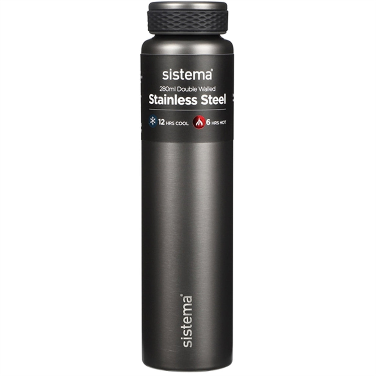 Sistema Stainless Steel Drikkeflaske 280 ml Mørk Grå