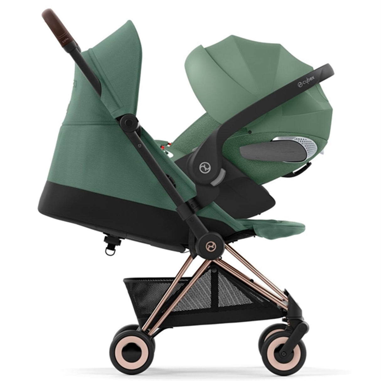 Cybex Coya Barnevogn Rosegold Leaf Green 4