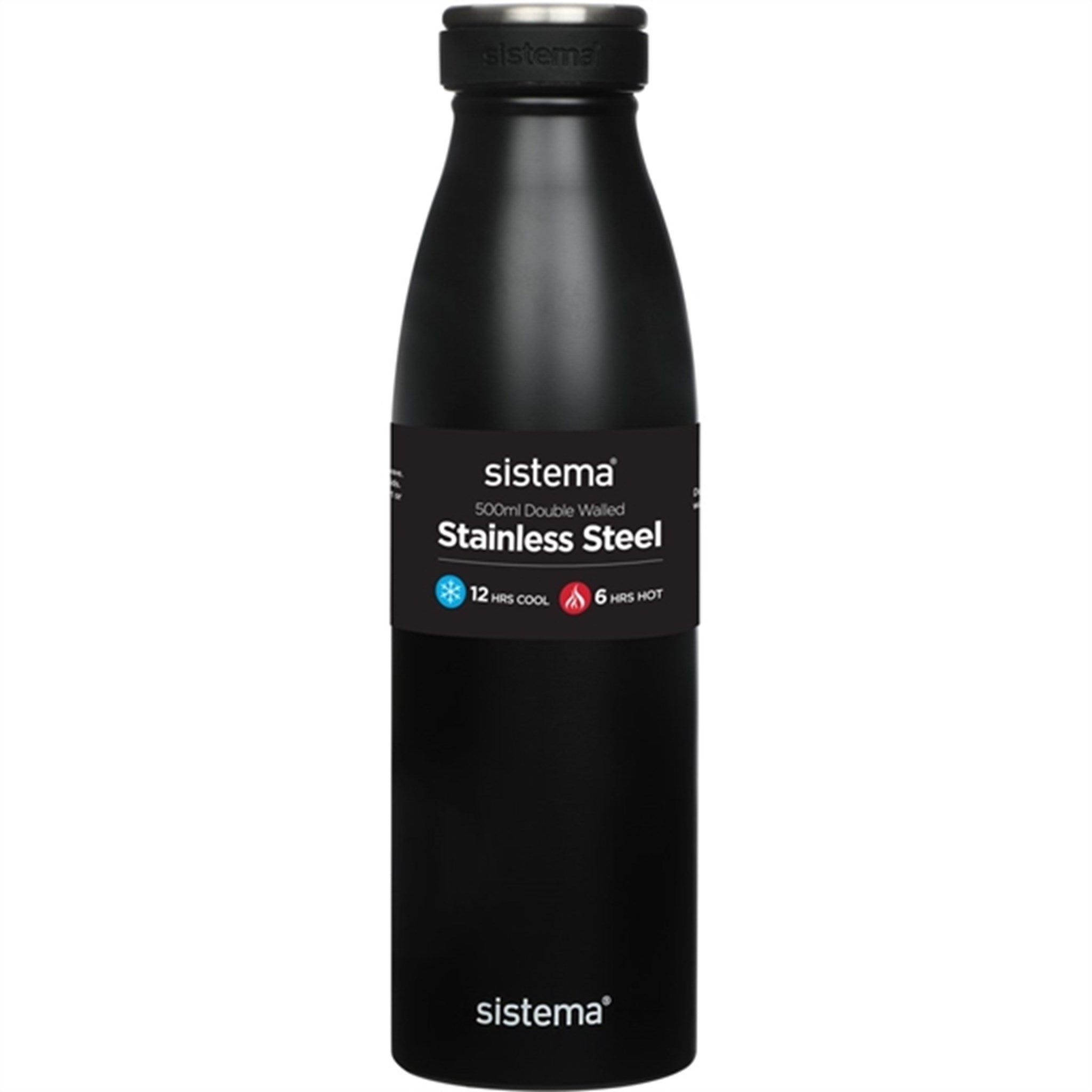 Sistema Stainless Steel Drikkeflaske 500 ml Black