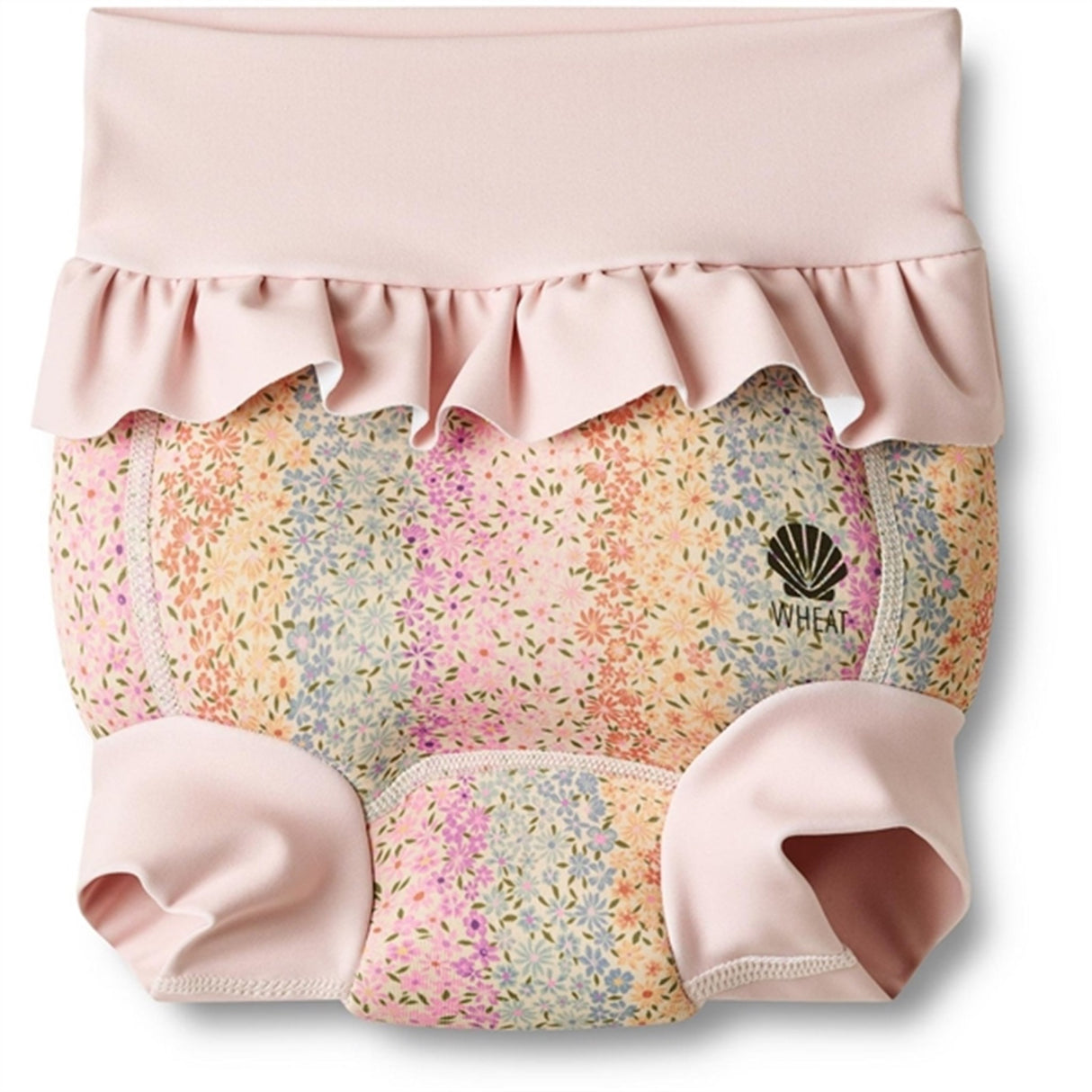 Wheat Rainbow Flowers Neoprene Babybadebukser Ruffle