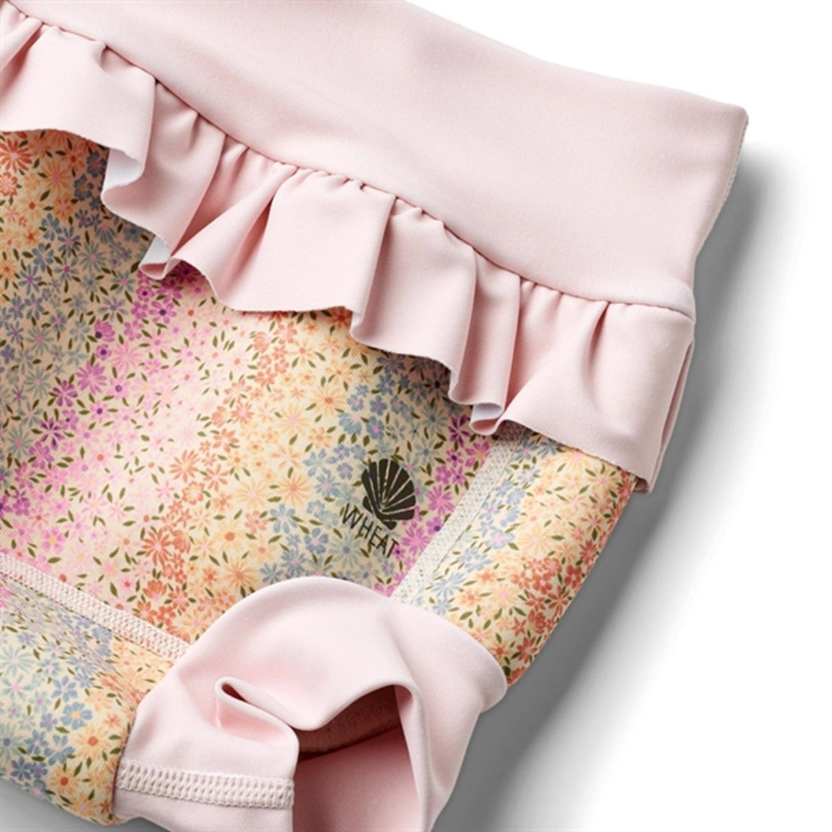 Wheat Rainbow Flowers Neoprene Babybadebukser Ruffle