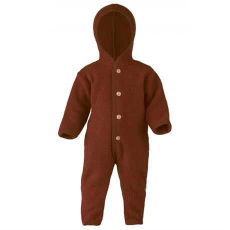 Engel Hooded heldrakt m. Knapper Cinnamon Mélange