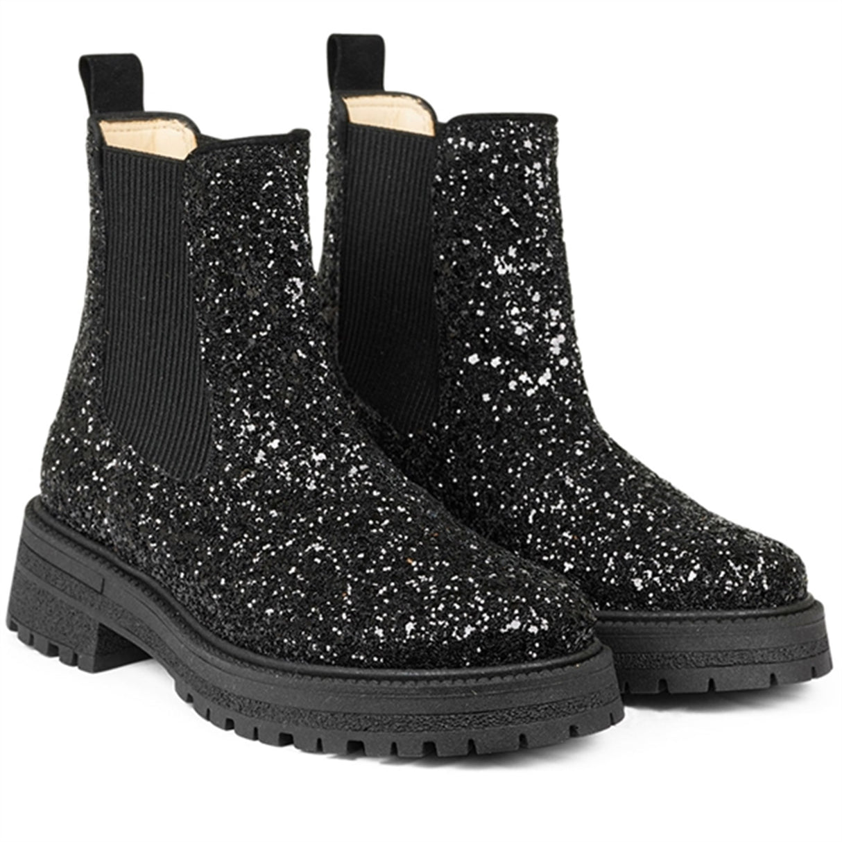 Angulus Chelsea Støvel Black Glitter/Black/Black