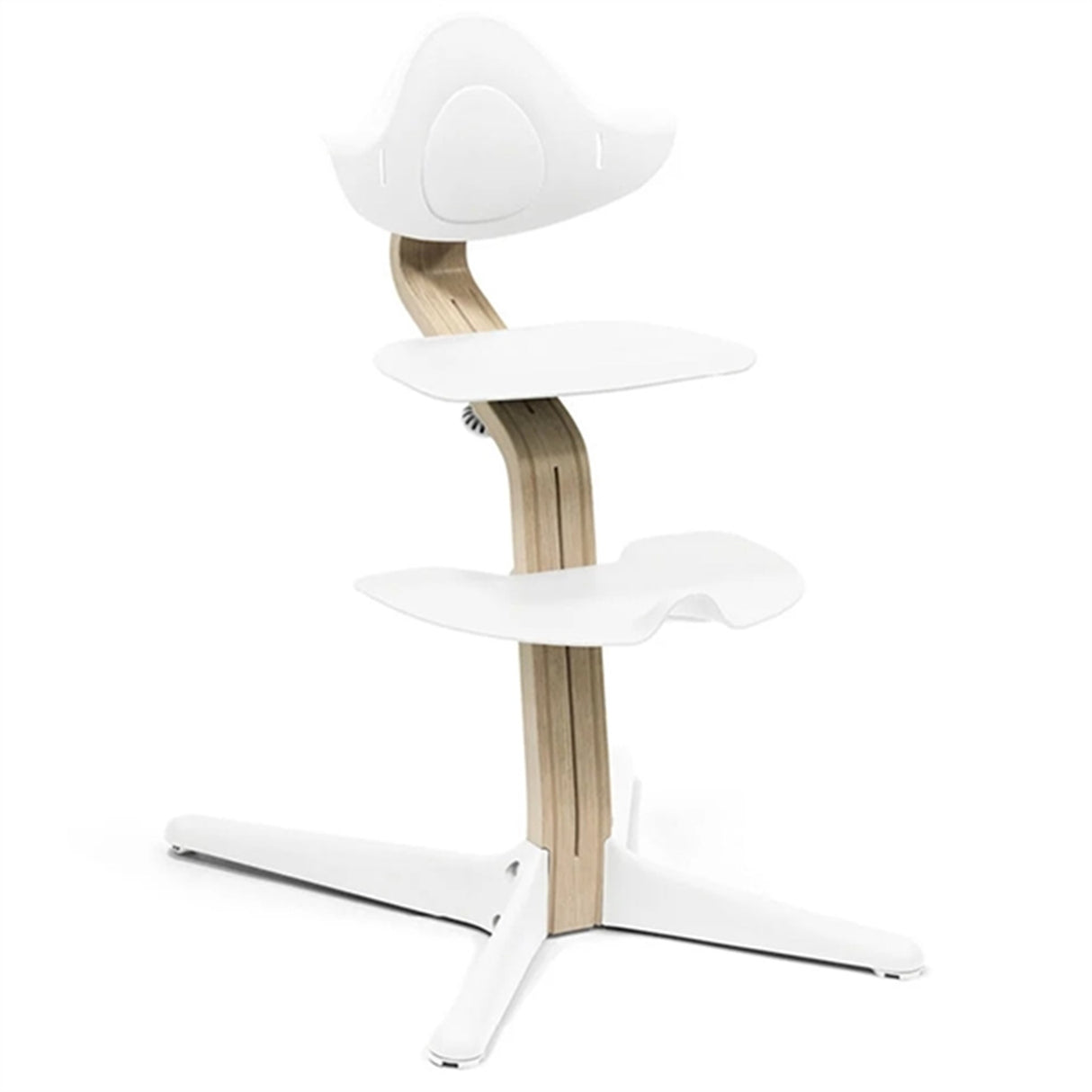 Stokke® Nomi® Natural White Stol + White Grey Pink Nyfødtsett Pakke