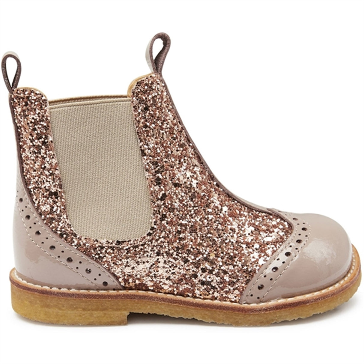 Angulus Chelsea Støvler Med Glitter Dusty Almond/Maple Glitter/Elastic 2