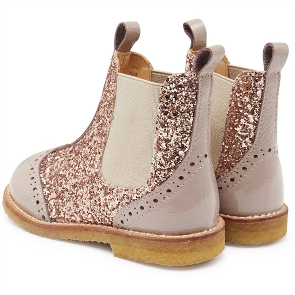 Angulus Chelsea Støvler Med Glitter Dusty Almond/Maple Glitter/Elastic 3