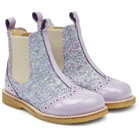 Angulus Chelsea Støvler Lilac/Congetti Glitter/Beige Elastic