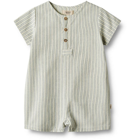 Wheat Aquablue Stripe Rompers Niller