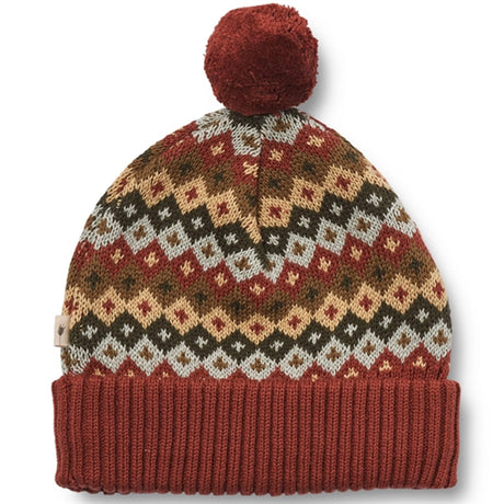 Wheat Beanie Strikk Nolo Multi Red 2