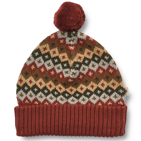 Wheat Beanie Strikk Nolo Multi Red