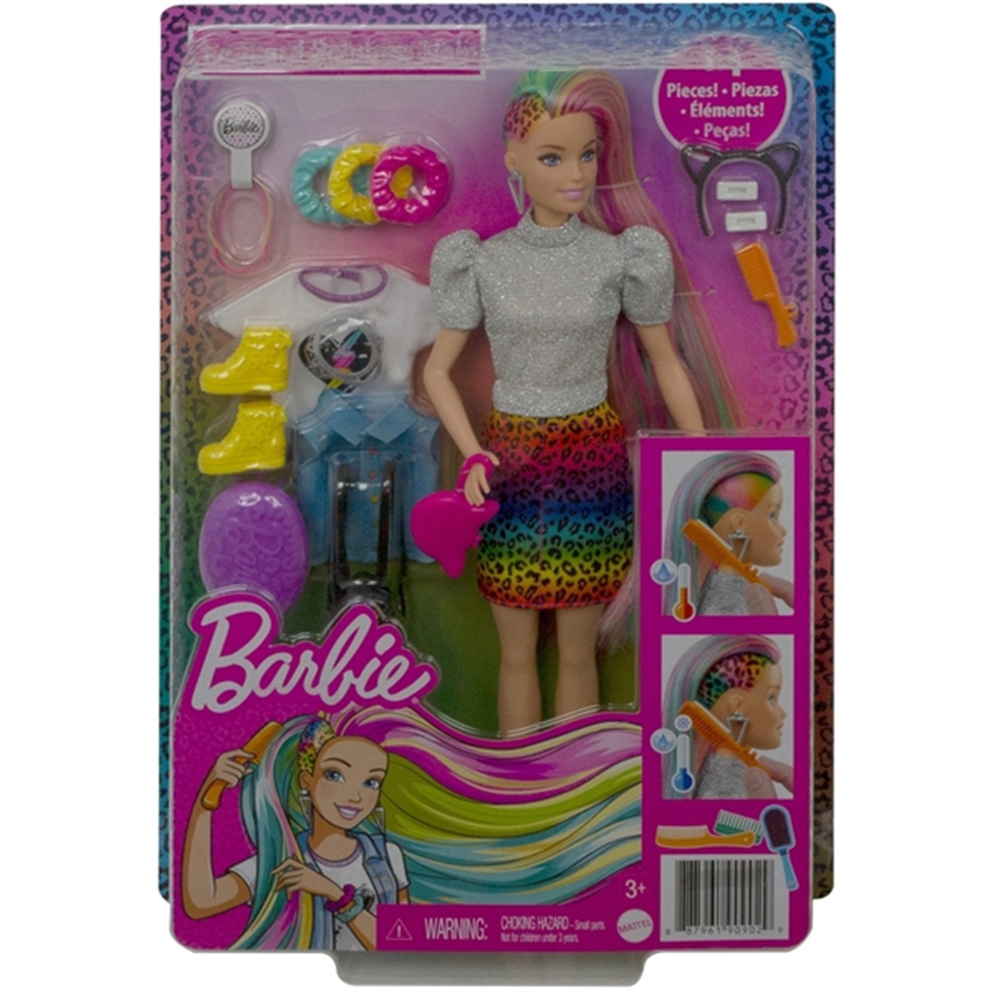 Barbie® Dukke Med Leopard Regnbue Hår 7