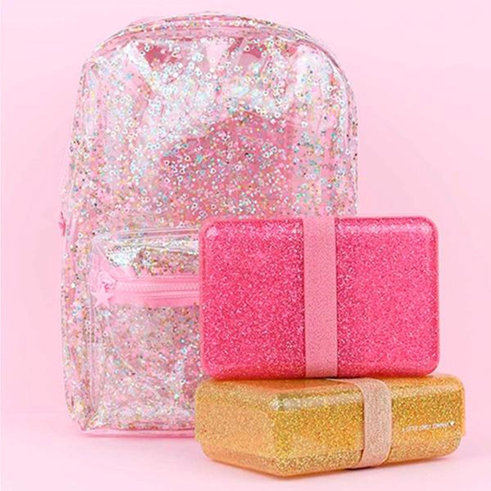 A Little Lovely Company Lunchbox Glitter Pink 2