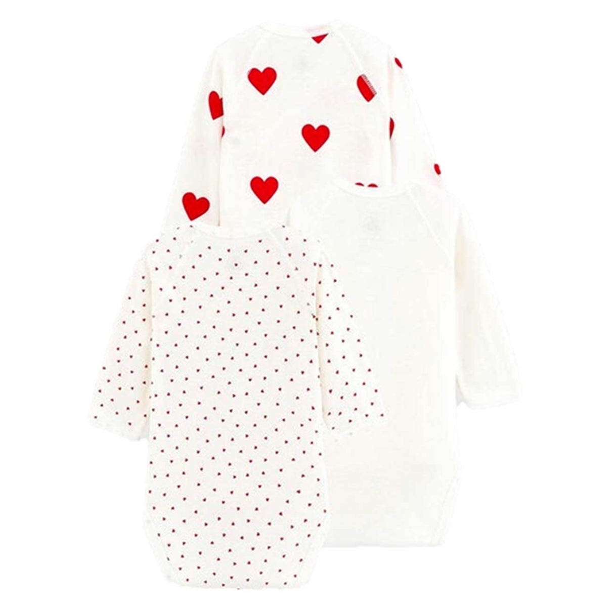 Petit Bateau Body ML 3-pak White/Red Hearts