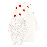 Petit Bateau Body ML 3-pak White/Red Hearts