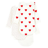 Petit Bateau Body 3-pack White/Red Hearts 2