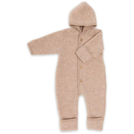 Engel Hooded Heldrakt m. Træknapper Sand Mélange
