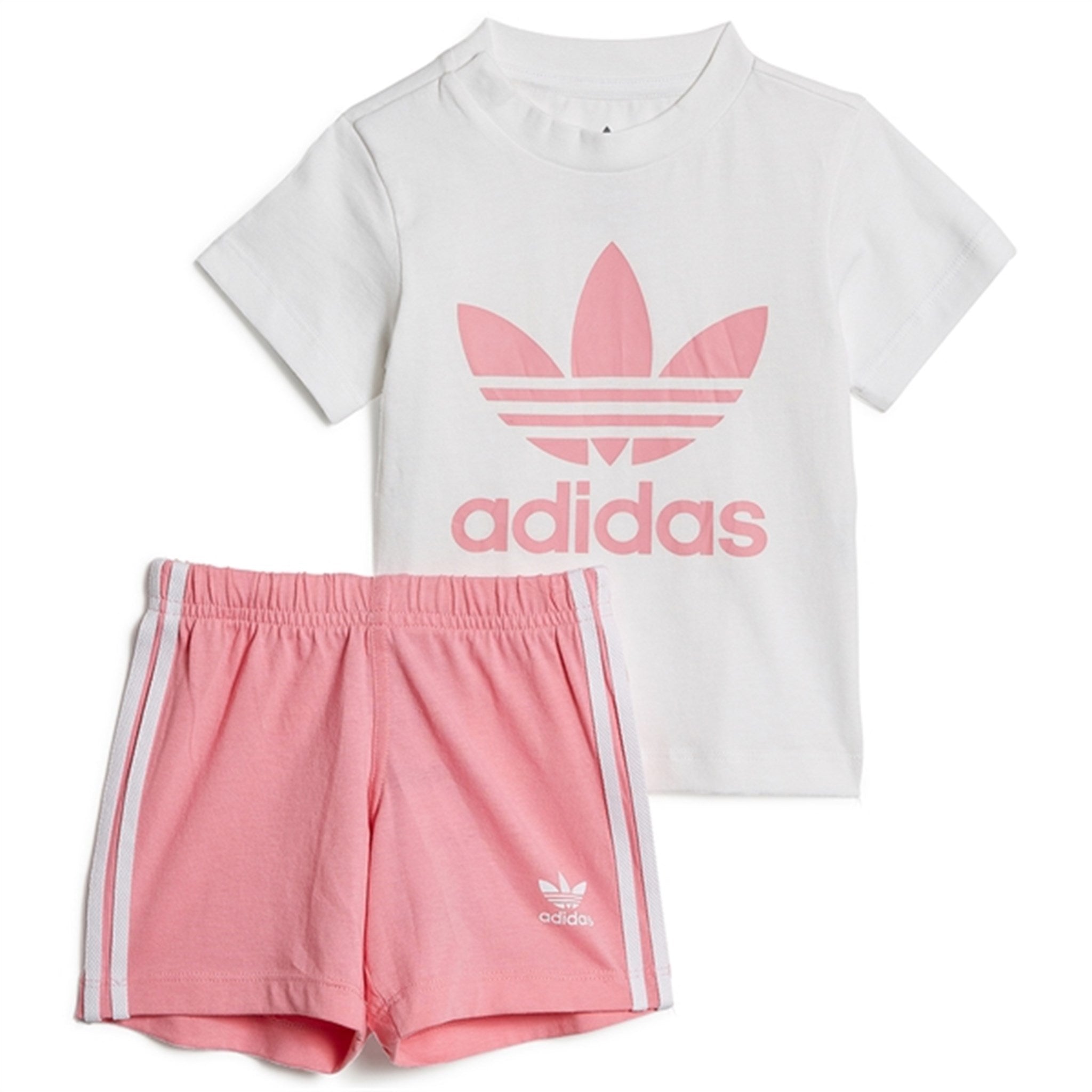 adidas Originals White / Pink Shorts Tee Sett