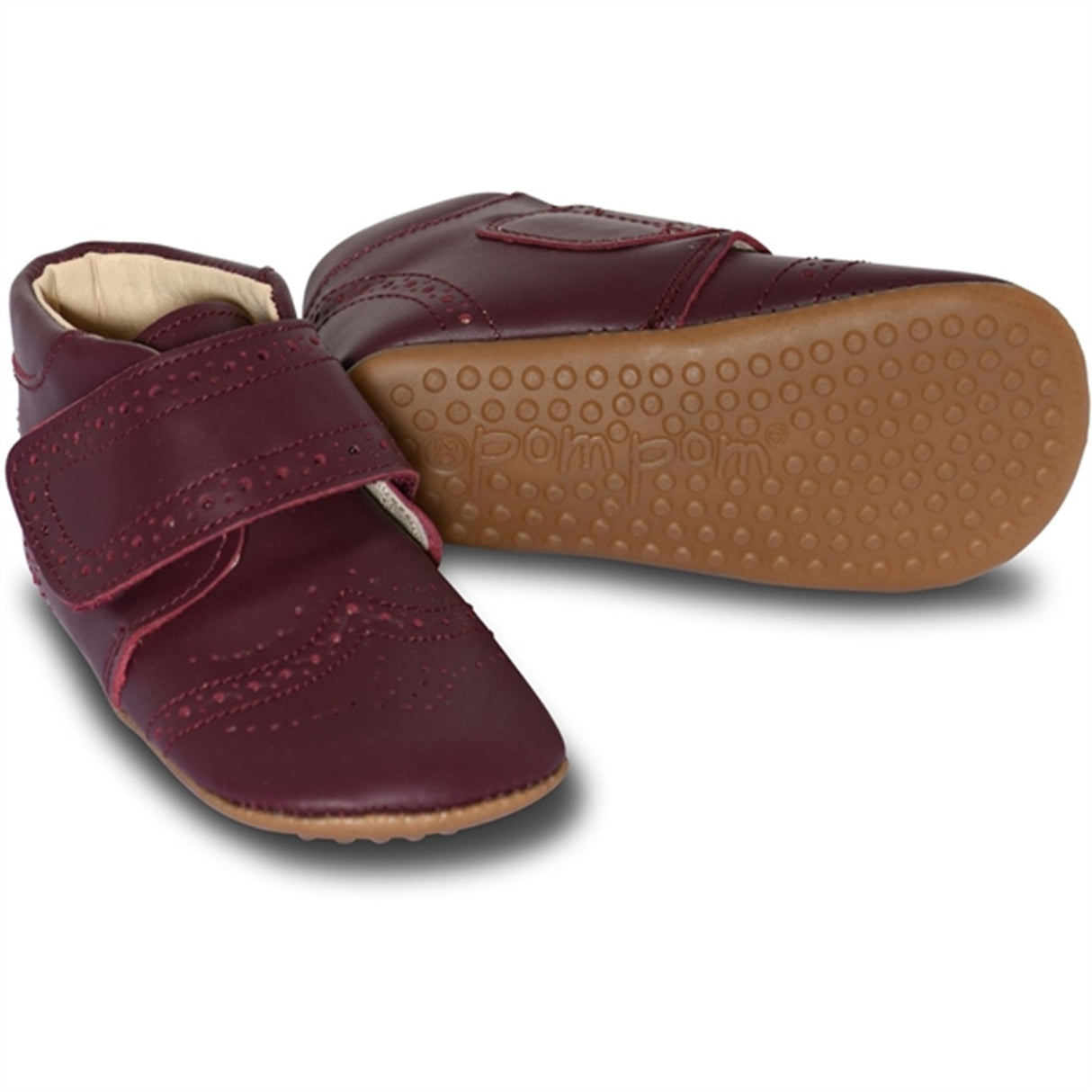 Pom Pom® Begynder™ Tøfler Borrelås Brogue Dark Vino