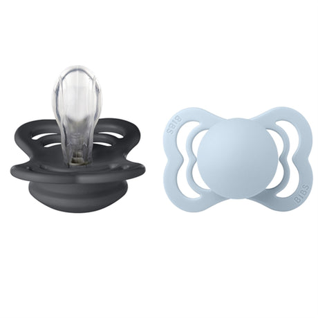 Bibs Supreme Silicone Sutter 2-pack symmetrisk jern / babyblå