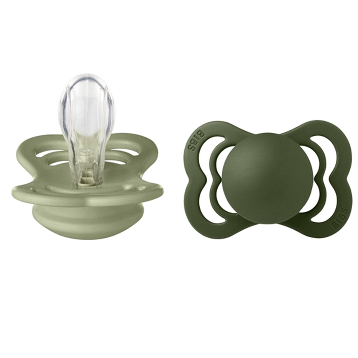 Bibs Supreme Silicone Sutter 2-pack Symmetrical Sage / Hunter Green