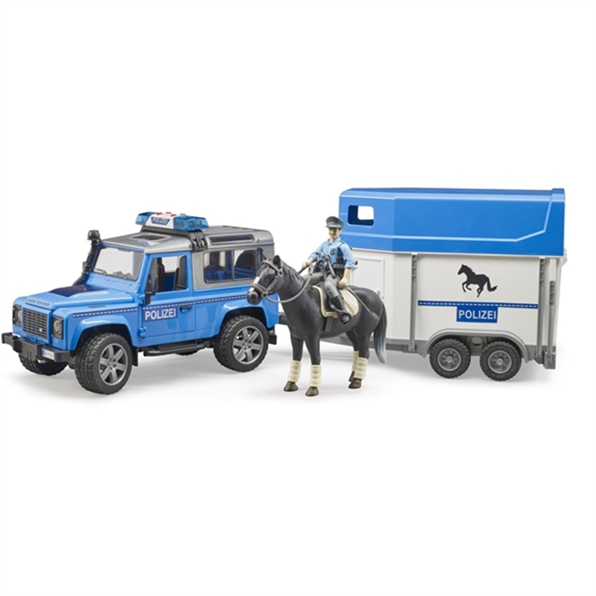 Bruder Land Rover Defender Police Vehicle with Horse trailer