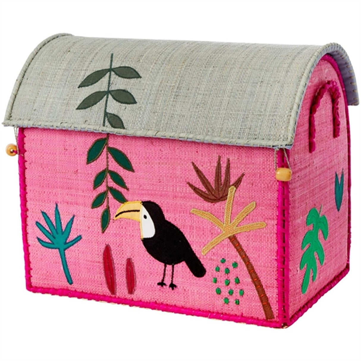 RICE Jungle Theme Raffia Kurvehus til Opbevaring 3-pak