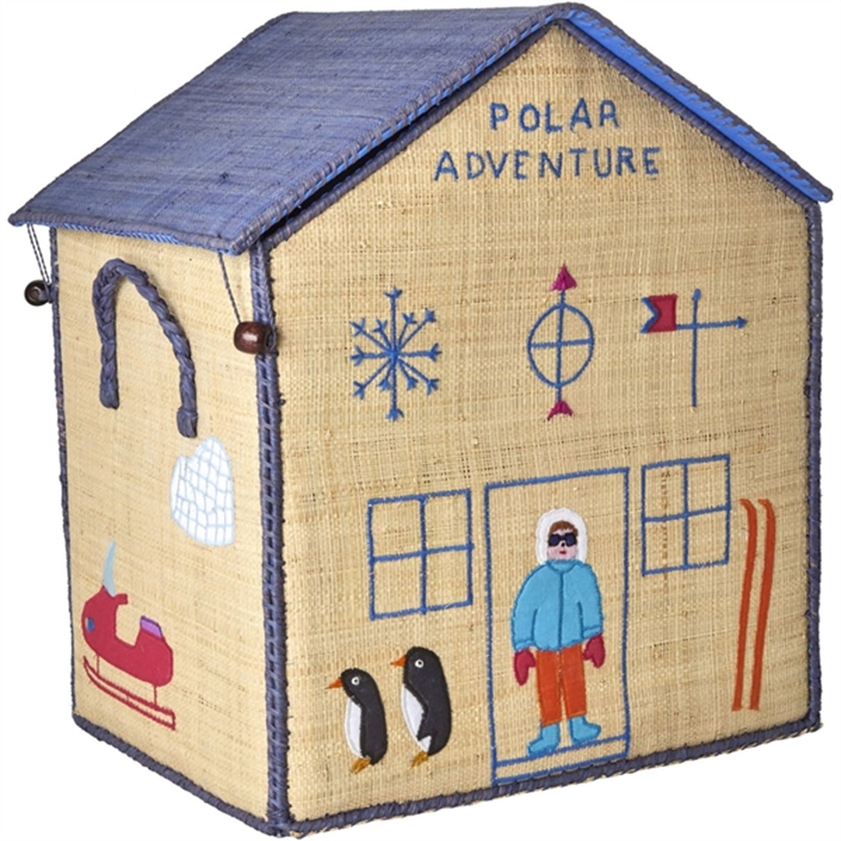 RICE Adventure Theme Raffia Kurvehus til Oppbevaring 3-pakning