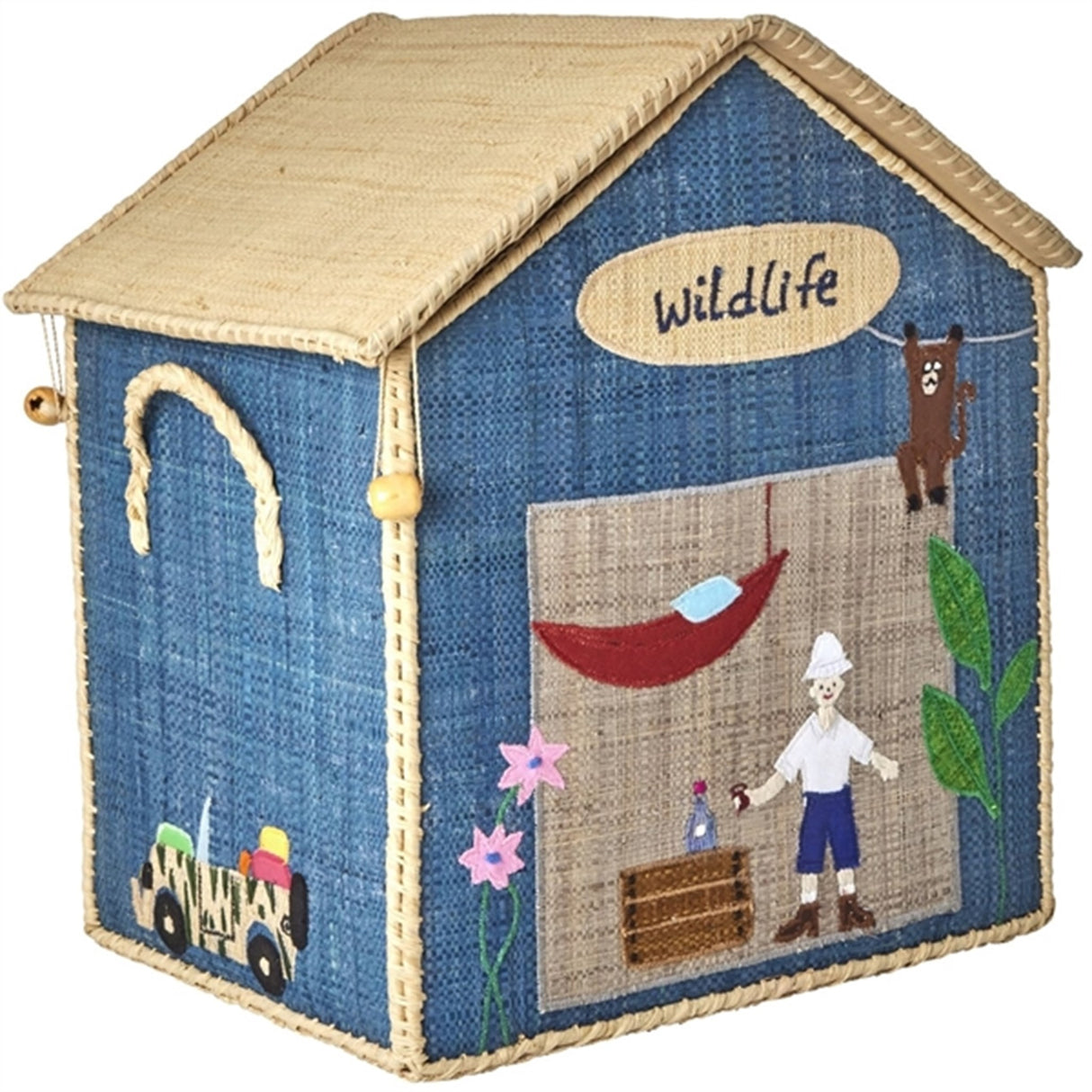RICE Adventure Theme Raffia Kurvehus til Oppbevaring 3-pakning