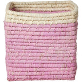 RICE Soft Pink/Nature Firkantet Oppbevaringskurv Lille
