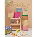 RICE Tea/Green Firkantet Oppbevaringskurv Lille