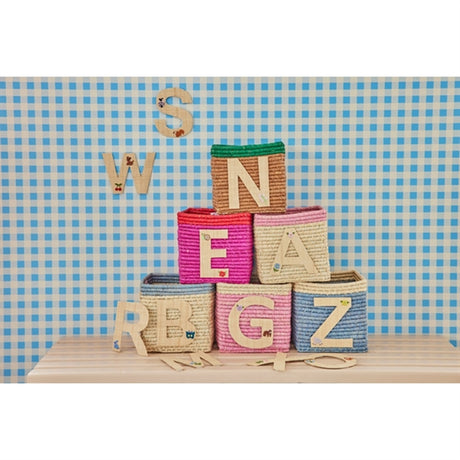 RICE Tea/Green Firkantet Oppbevaringskurv Lille