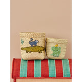 RICE Nature Oppbevaringskurv med Dyremotiv Ekstra Lille 2-pakning