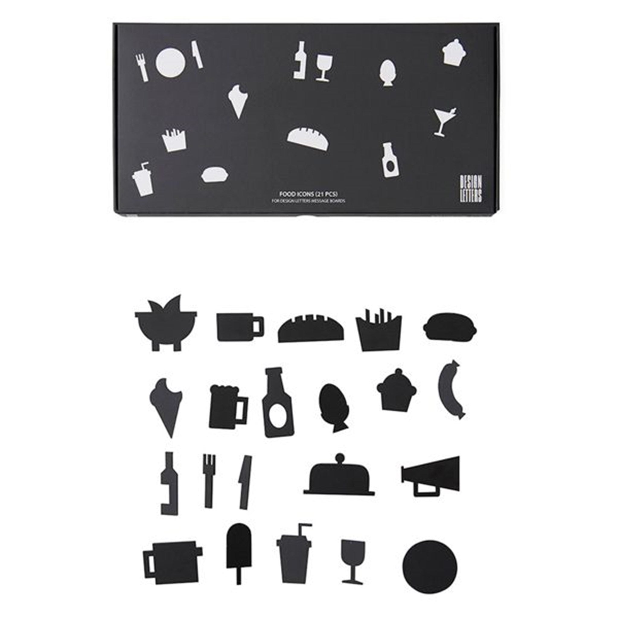 Design Letters Food Icons for Messageboard Black