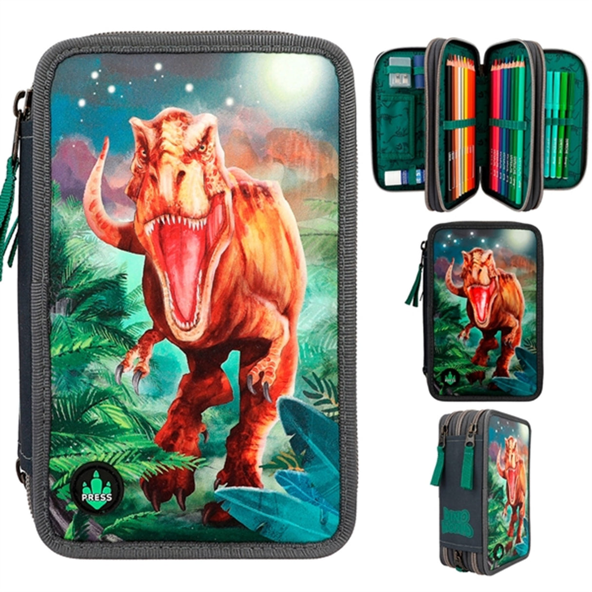 Dino World Triple Pencil Case LED T-Rex 2