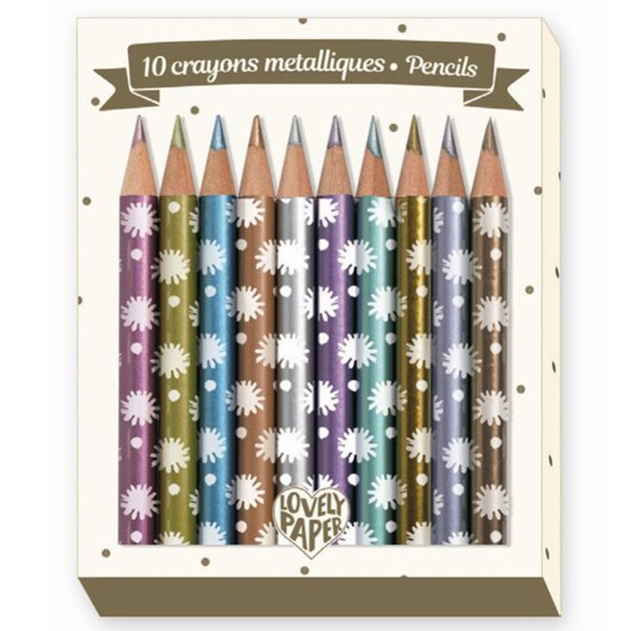 Djeco Lovely Paper 10 Mini Metallic Pencils