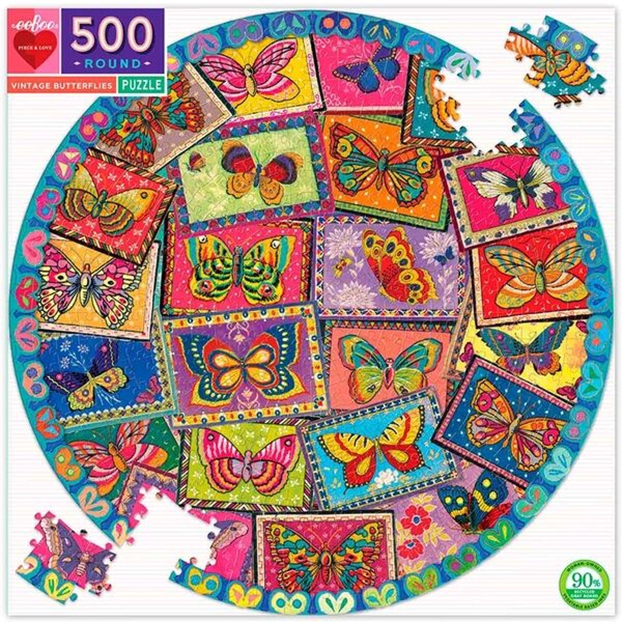 Eeboo Puzzle 500 Pieces - Vintage Butterflies