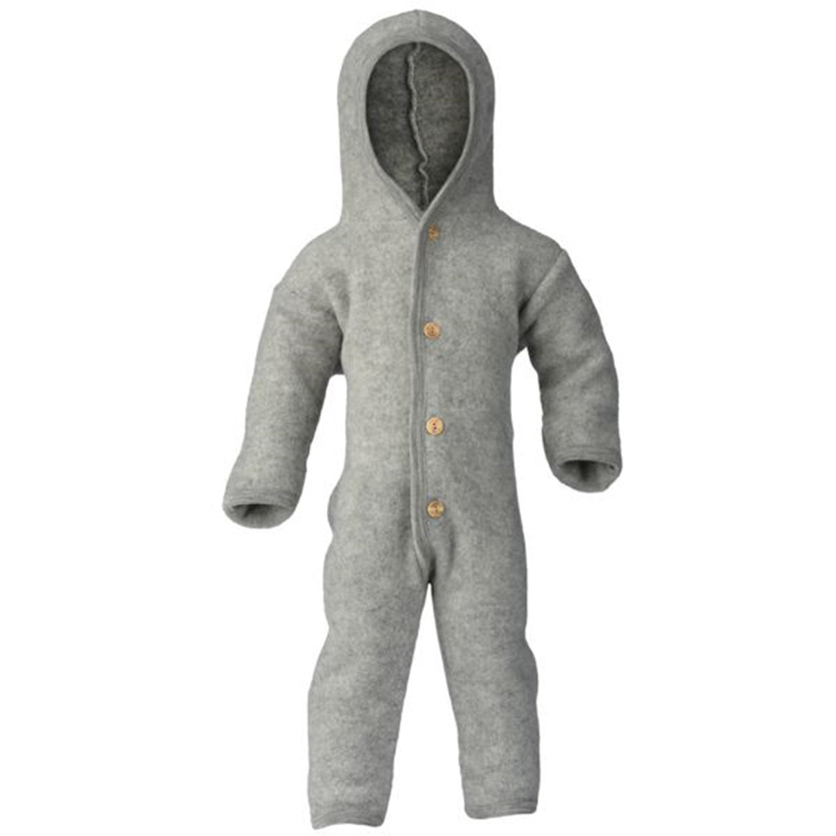 Engel Hooded heldrakt m. Knapper Light Grey Mélange