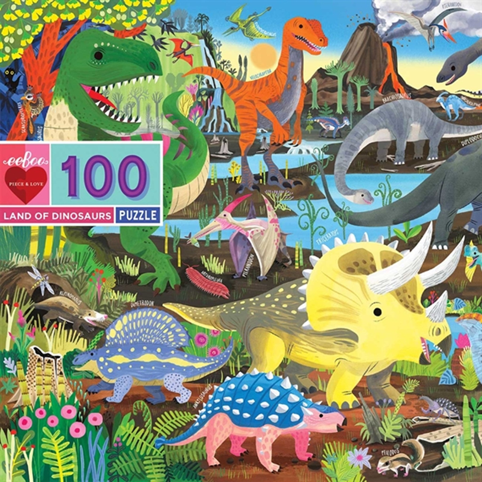 Eeboo Puslespil 100 Brikker - Dinoland