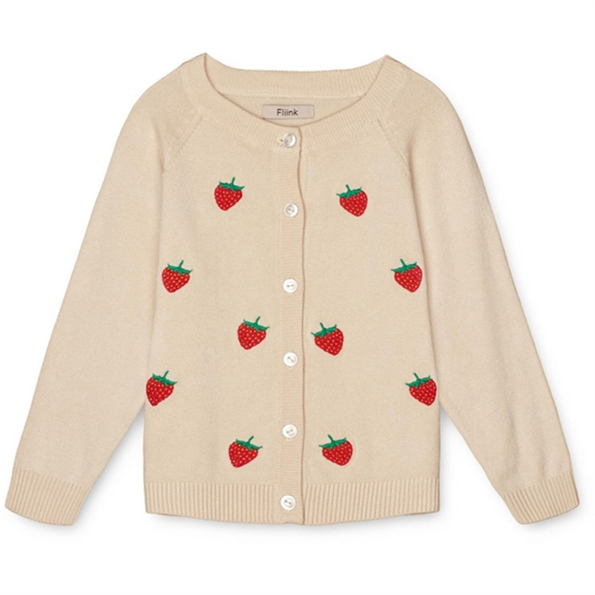 Fliink Sandshell/High Risk Red Strawberry Favo Embr. Strikk Cardigan