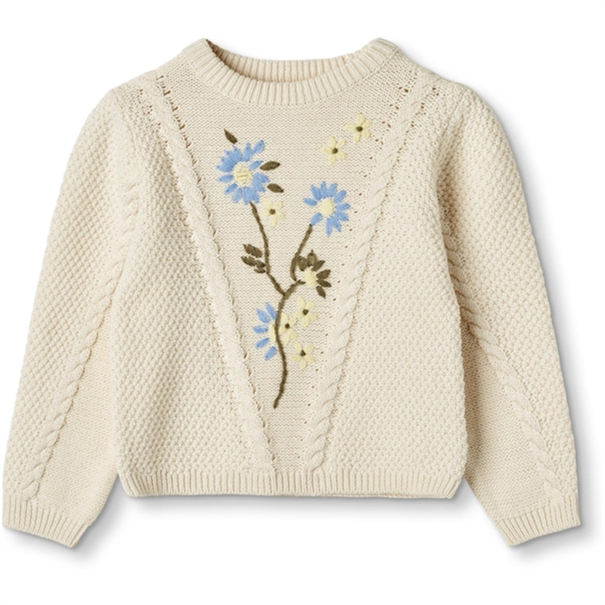 Fliink Sandshell Flower Embroidered Pullover