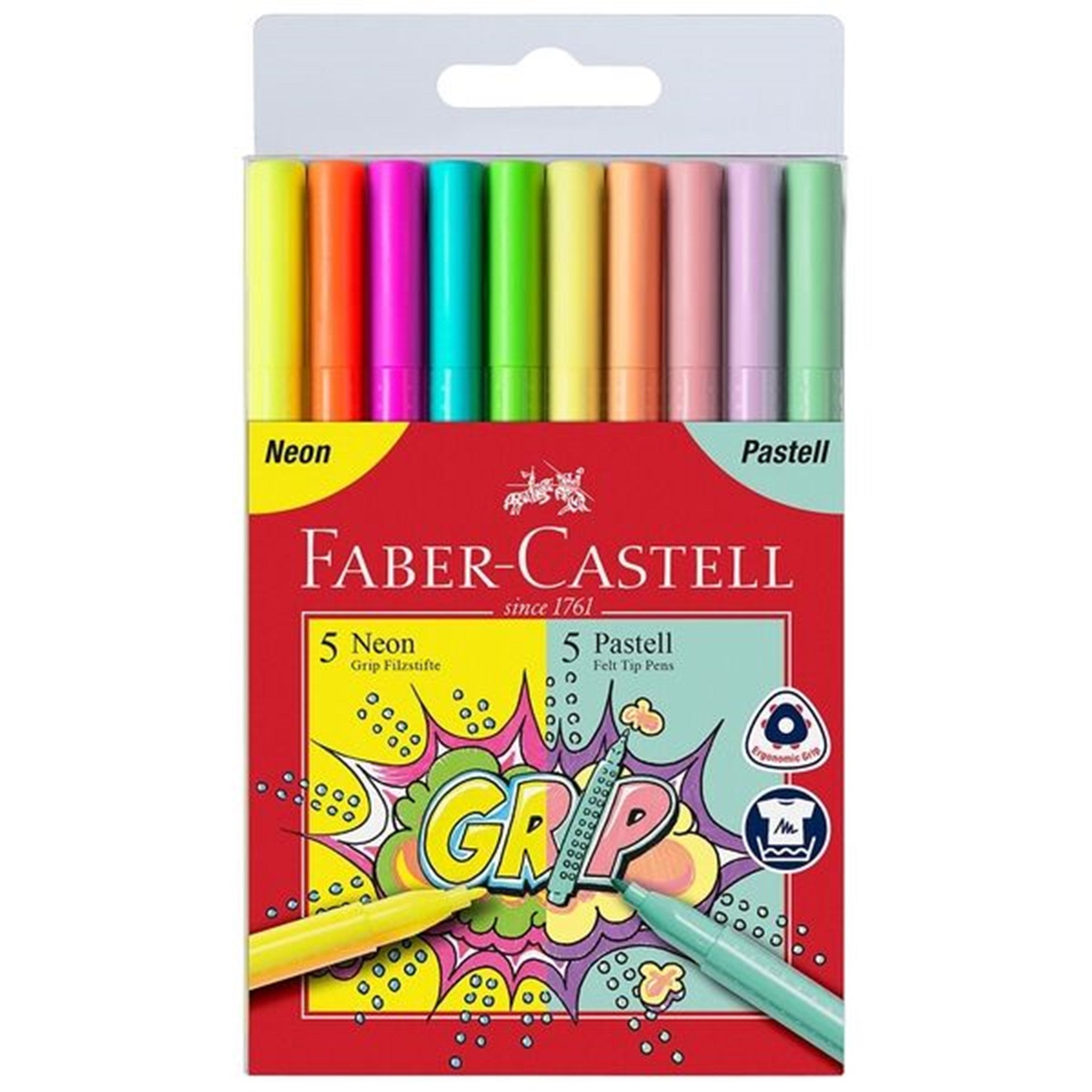 Faber Castell Grip 10 Pencils Neon- and Pastel Colors